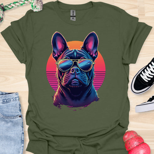 Retro Frenchie with Sunglasses - V1 - Retro One T-Shirt